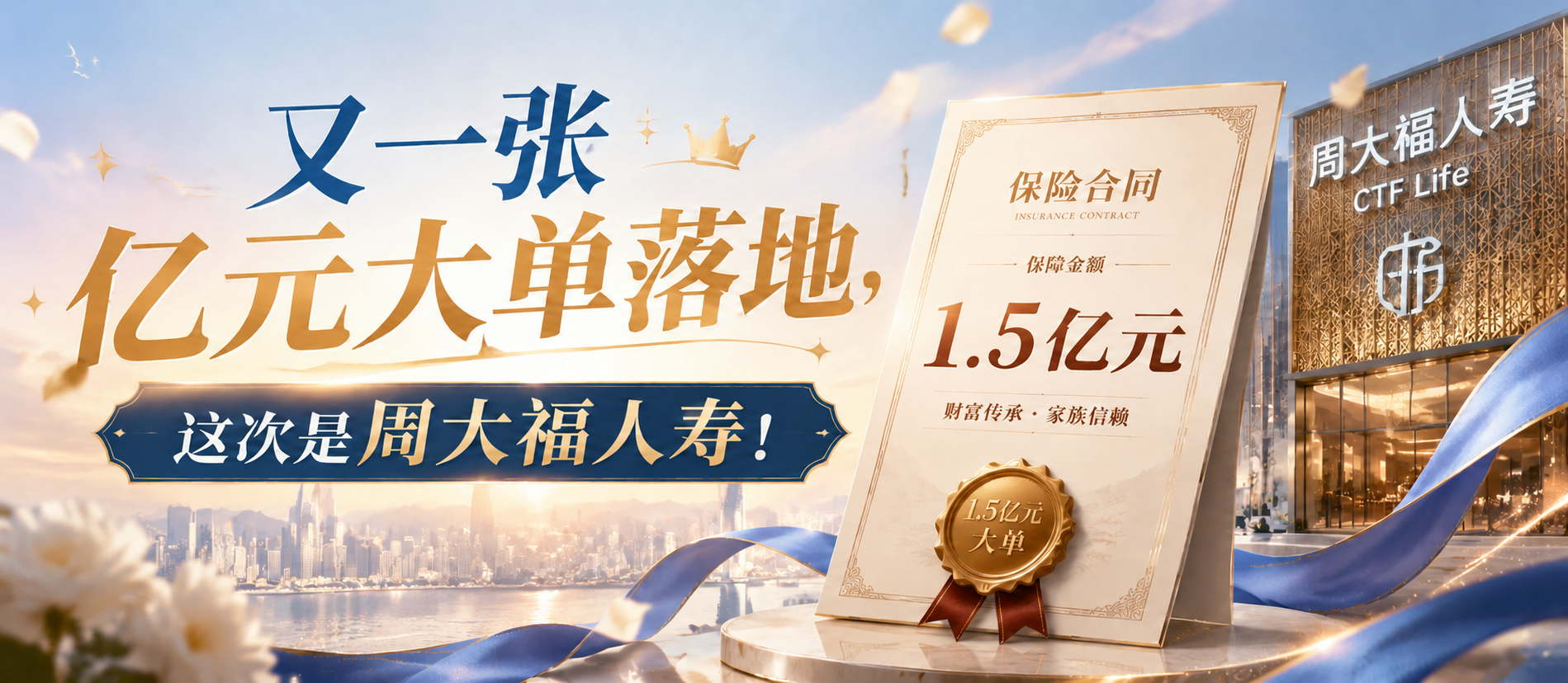 又一张亿元大单落地，这次是周大福人寿！